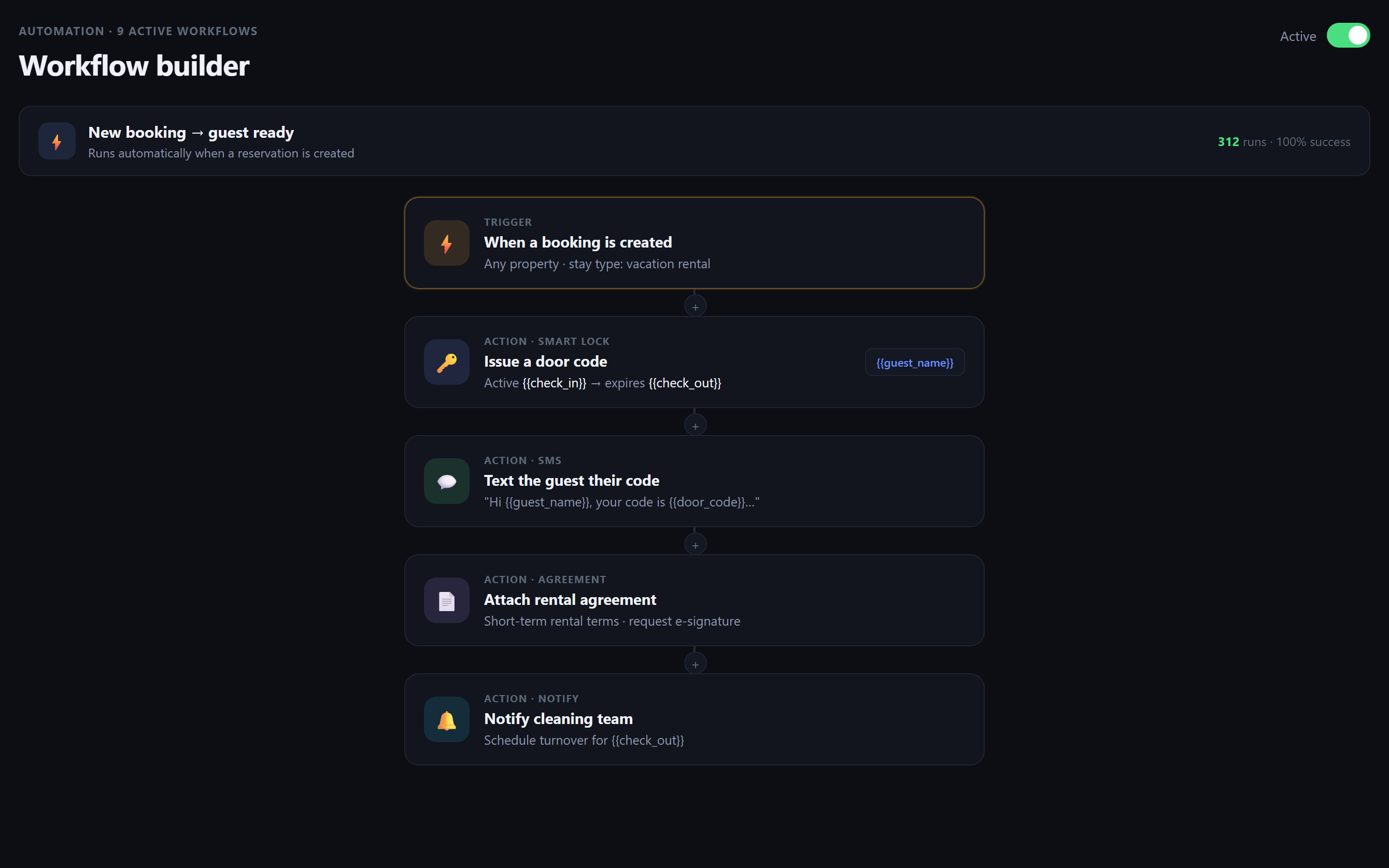 URManager workflow builder — a trigger to action automation pipeline